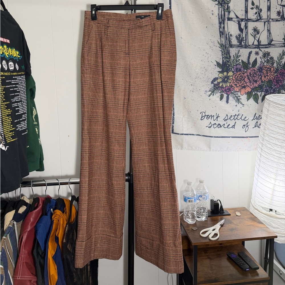 H&M Women's Brown Checkered Pants